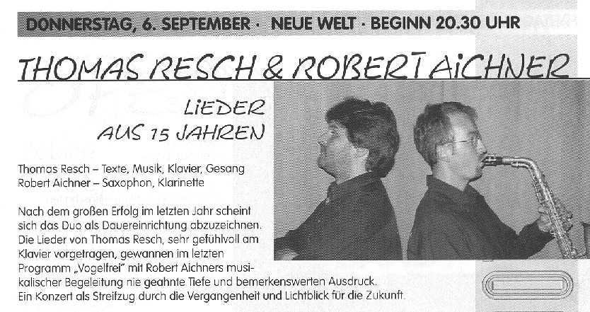Konzert-Ankündigung 2001